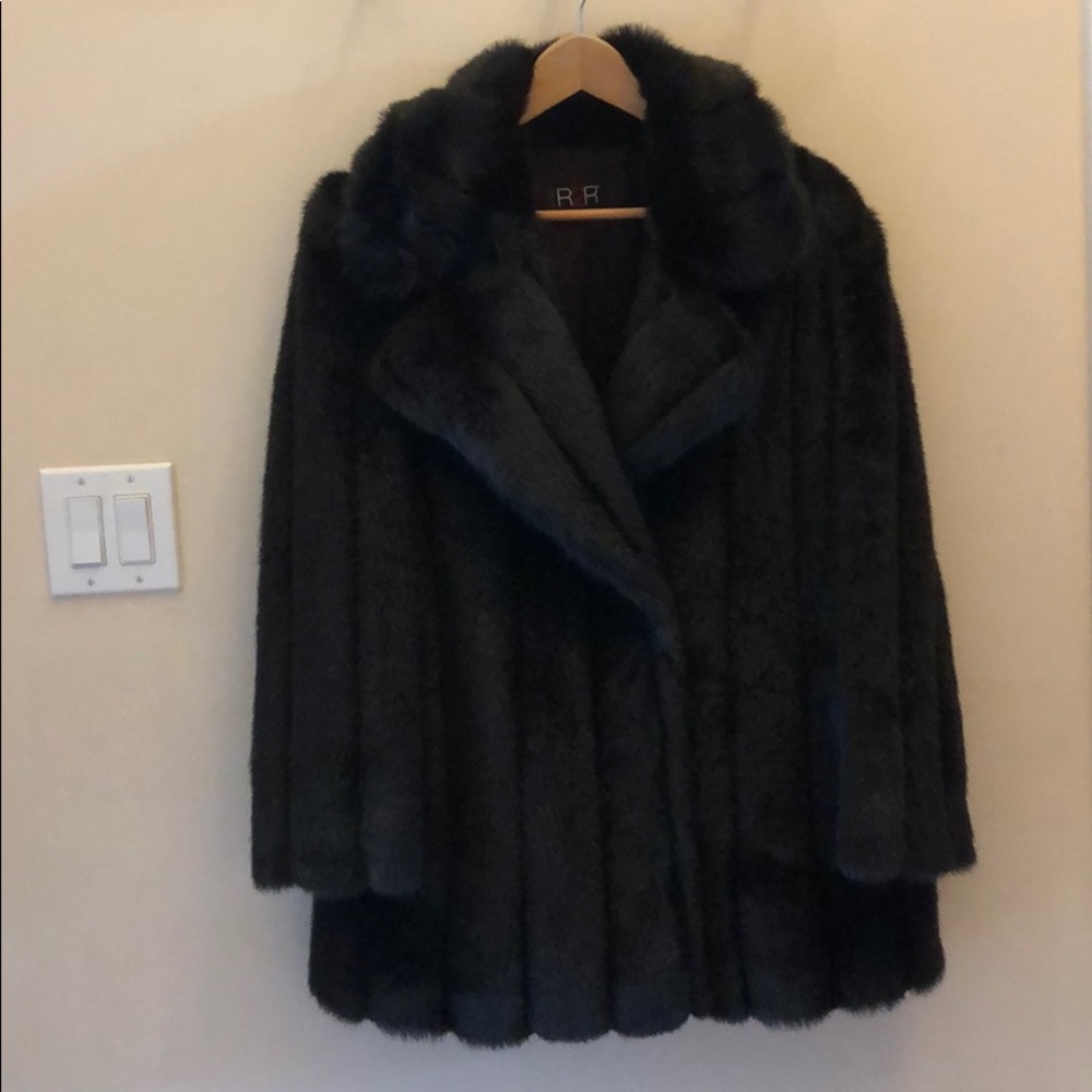 R2R Black Faux Fur Coat